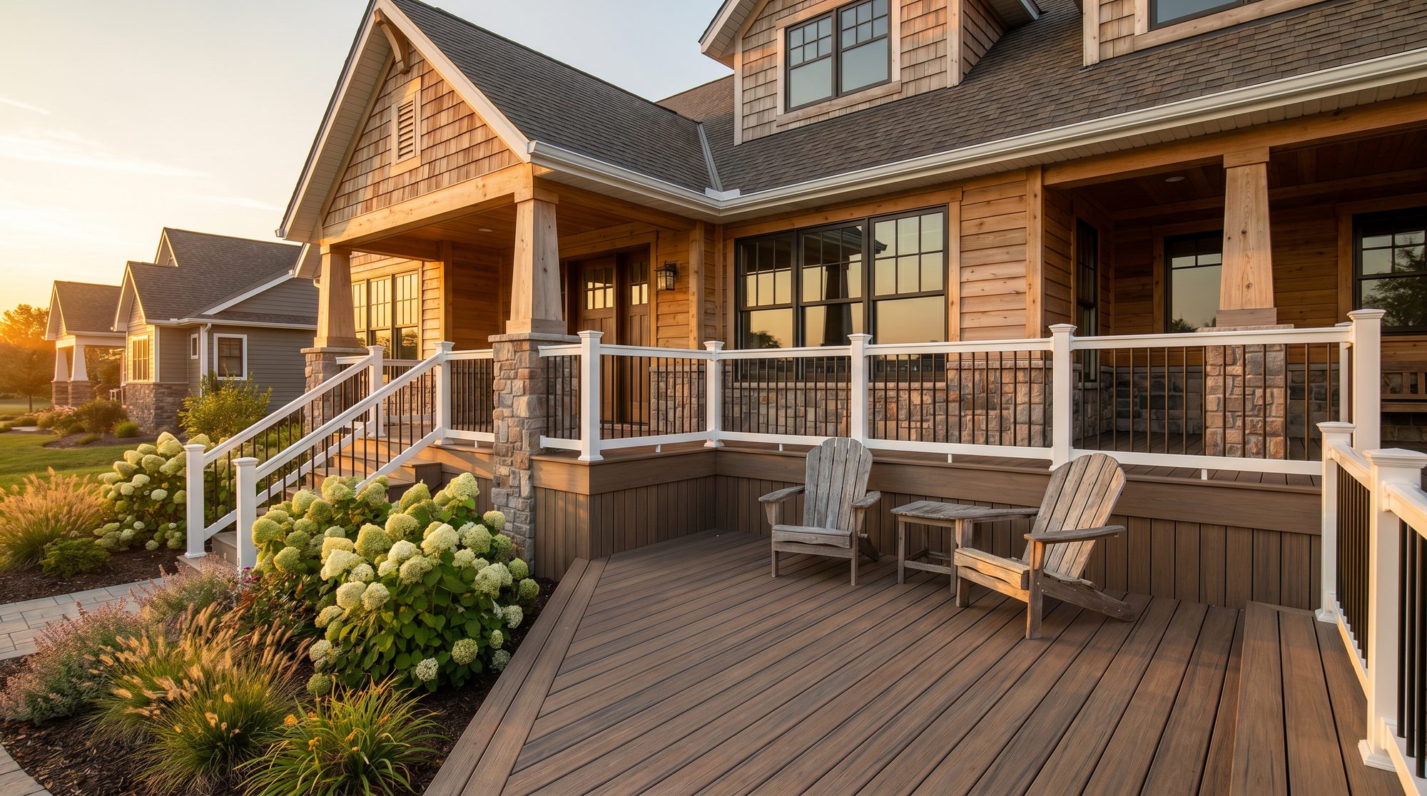 Craftsman home with American Pro PVC deck and railing